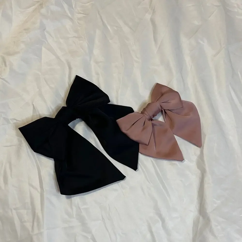 Elegant Black and Soft Pink Hair Bows
